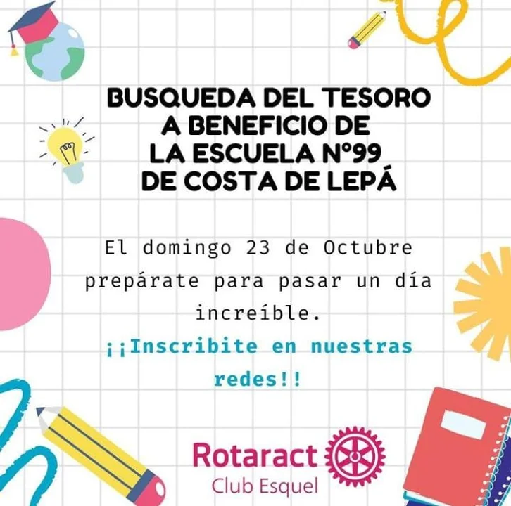 Rotaract organiza una búsqueda del tesoro a beneficio de la Escuela 99 de Costa de Lepá