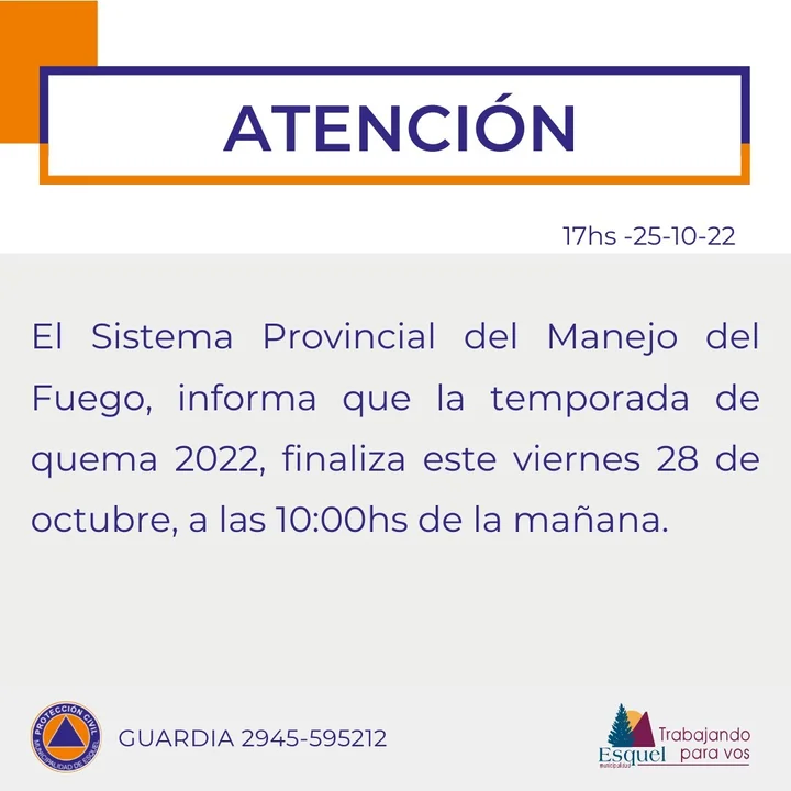 Atención: este viernes finaliza la temporada de quemas