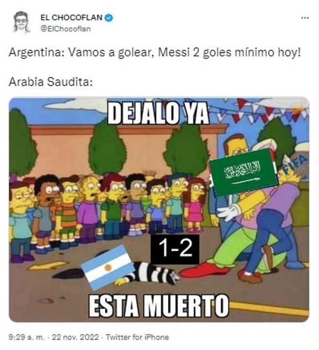 Explotan los memes tras la sorpresiva derrota de Argentina ante Arabia Saudita 