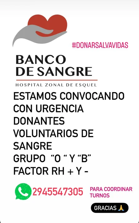 El Banco de Sangre convoca con urgencia donantes voluntarios