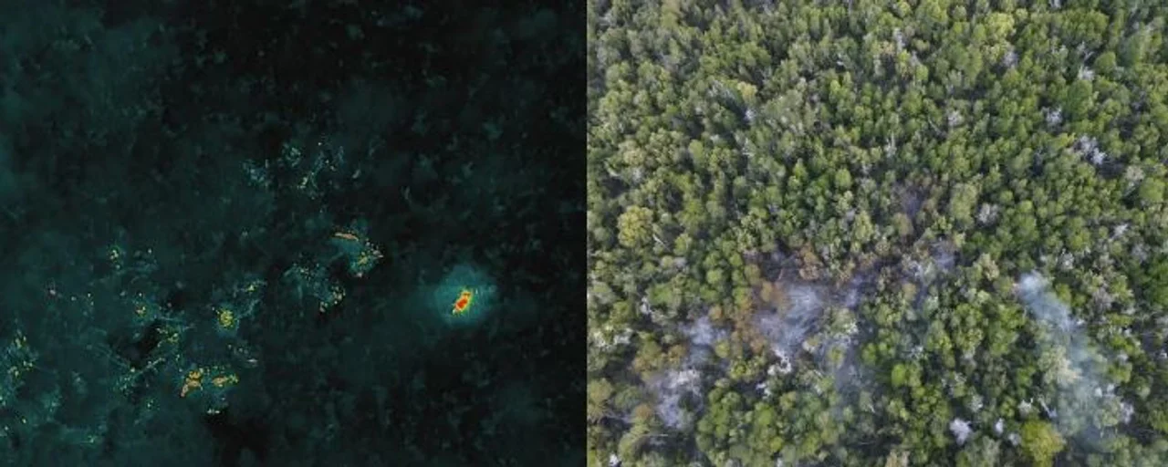 Los Alerces: Cómo opera el helicóptero con helibalde para combatir el incendio