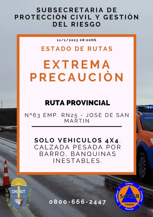 Solicitan circular con extrema precaución en varias rutas de Chubut