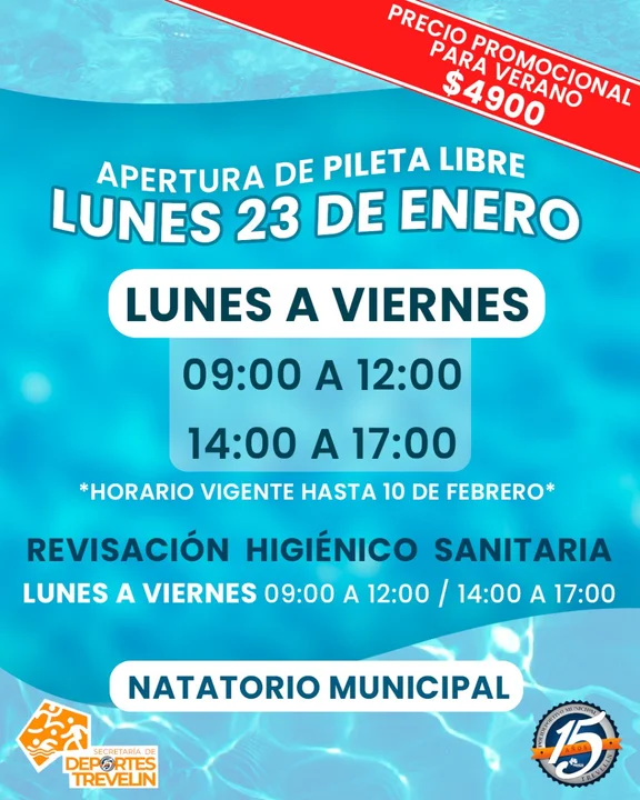 Anunciaron los horarios de pileta libre en el natatorio de Trevelin