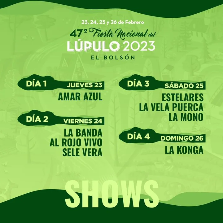 Dieron a conocer la grilla completa de shows de la Fiesta Nacional del Lúpulo
