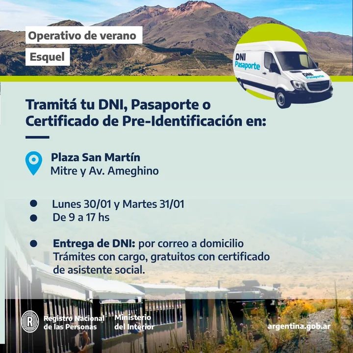 La oficina móvil del Registro Nacional de las Personas atiende en Esquel