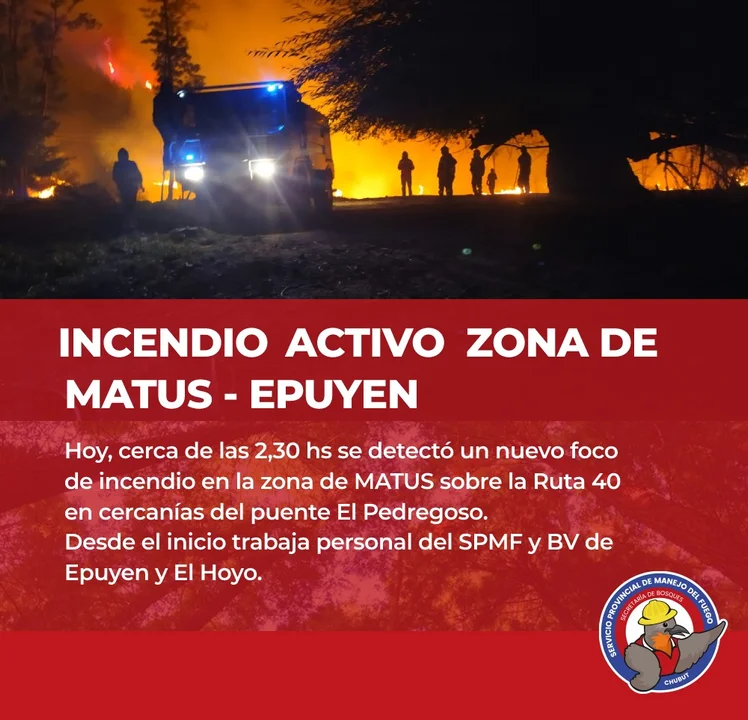 Combaten un nuevo incendio en Epuyén: prendieron tres focos en simultaneo