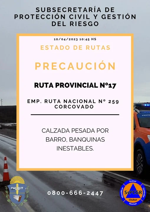 Atención: Recomiendan circular con precaución por la Ruta 17 hacia Corcovado