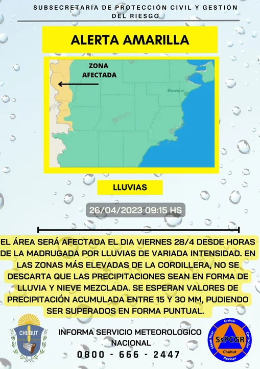 Anuncian alerta amarilla por lluvia intensa en la cordillera para el viernes