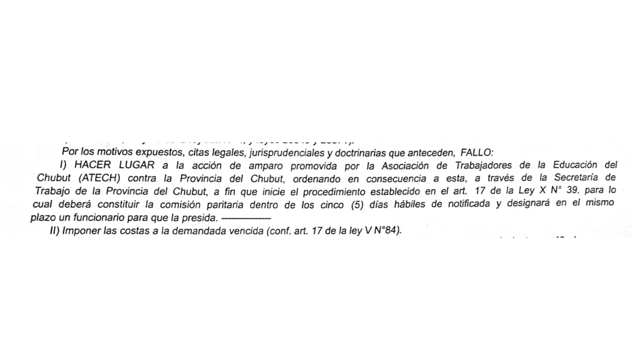 La justicia ordenó al gobierno de Chubut convocar a paritarias docentes