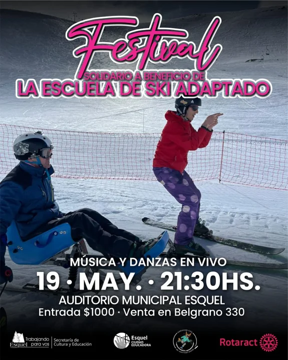 Realizarán un Festival Solidario a beneficio de la Escuela de Ski Adaptado