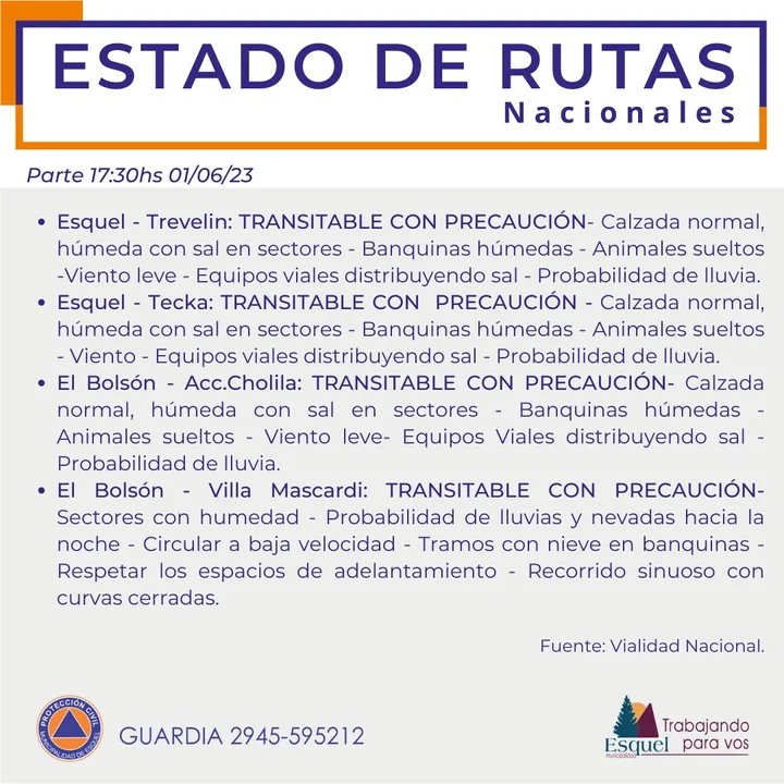 Estado de las rutas de la región: Consultá el parte completo