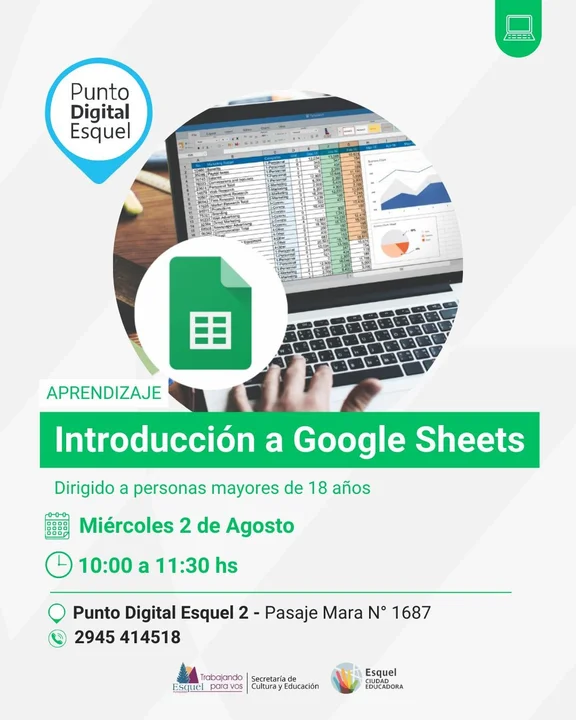Aprende a usar Google Sheets en el curso del Punto Digital Esquel