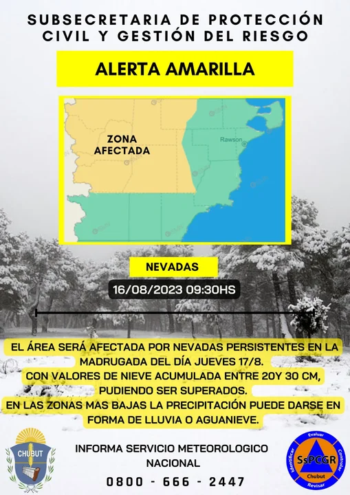 Anuncian Alerta Amarilla por nevadas para la madrugada de este jueves