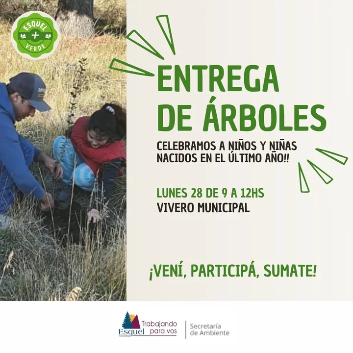 Esquel: Entregarán árboles a familias de niños nacidos este año