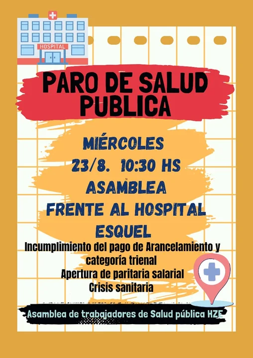 Trabajadores de Salud llevan adelante un paro por 24 horas