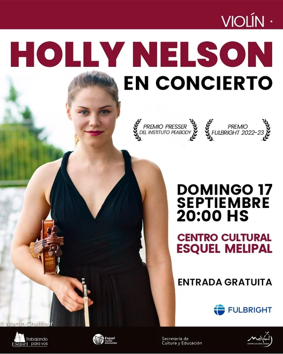 La violinista estadounidense Holly Nelson se presenta esta noche en Esquel