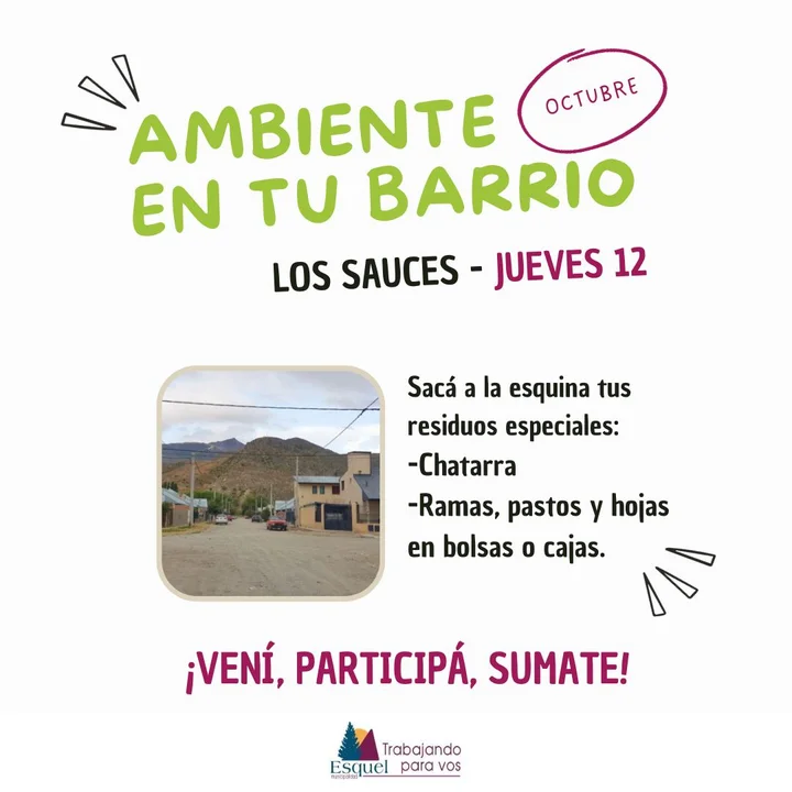 "Ambiente en tu barrio" estará en Los Sauces