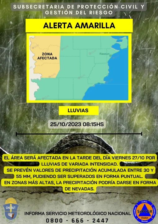 Atención: rige un alerta por lluvias en la región cordillerana