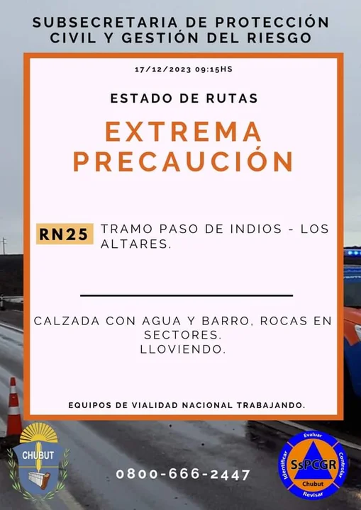 La lluvia intensa complicó algunas rutas en Chubut