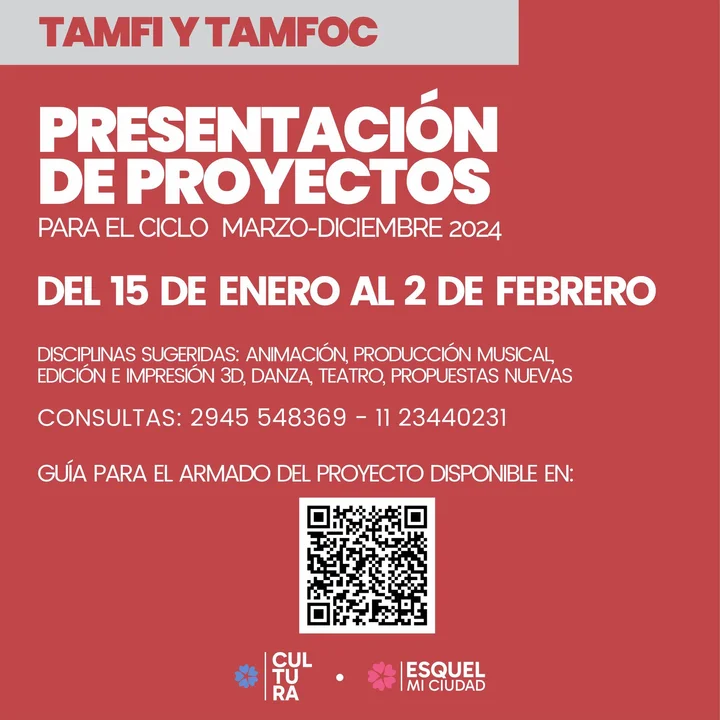 Convocan a presentar proyectos para el ciclo 2024 de los talleres TAMFI y TAMFOC