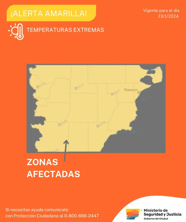 Calor intenso: Rige un alerta amarilla por altas temperaturas en Chubut