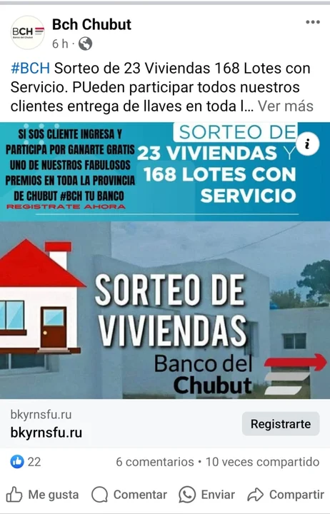 Alertan por nueva modalidad de estafa con supuestos sorteos del Banco del Chubut