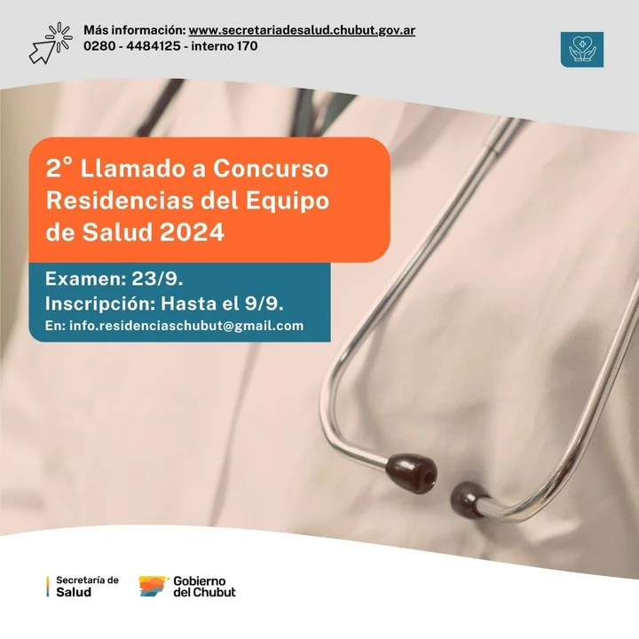 Chubut convoca a cubrir cargos de las "Residencias del Equipo de Salud 2024"