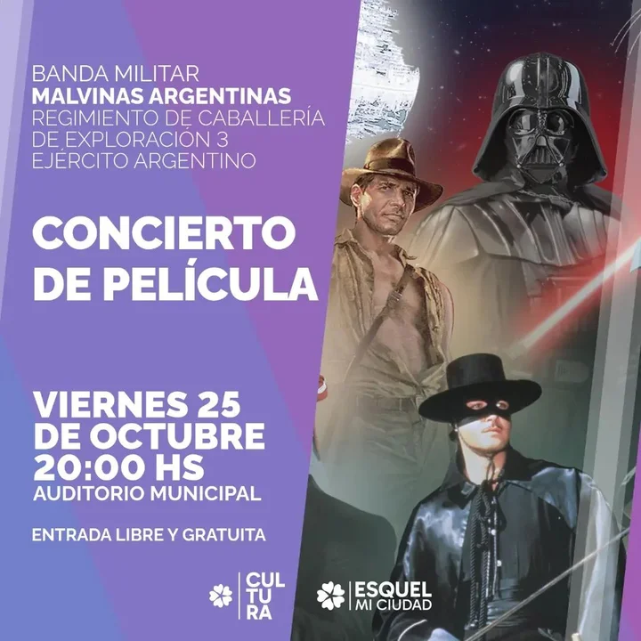 La Banda Militar "Malvinas Argentinas" brindará un concierto de los clásicos del cine