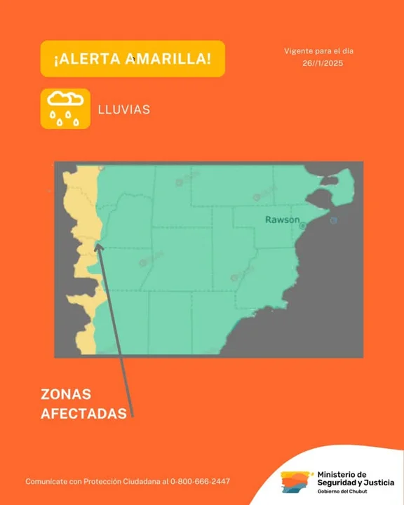 Rige un alerta por lluvias en la cordillera de Chubut