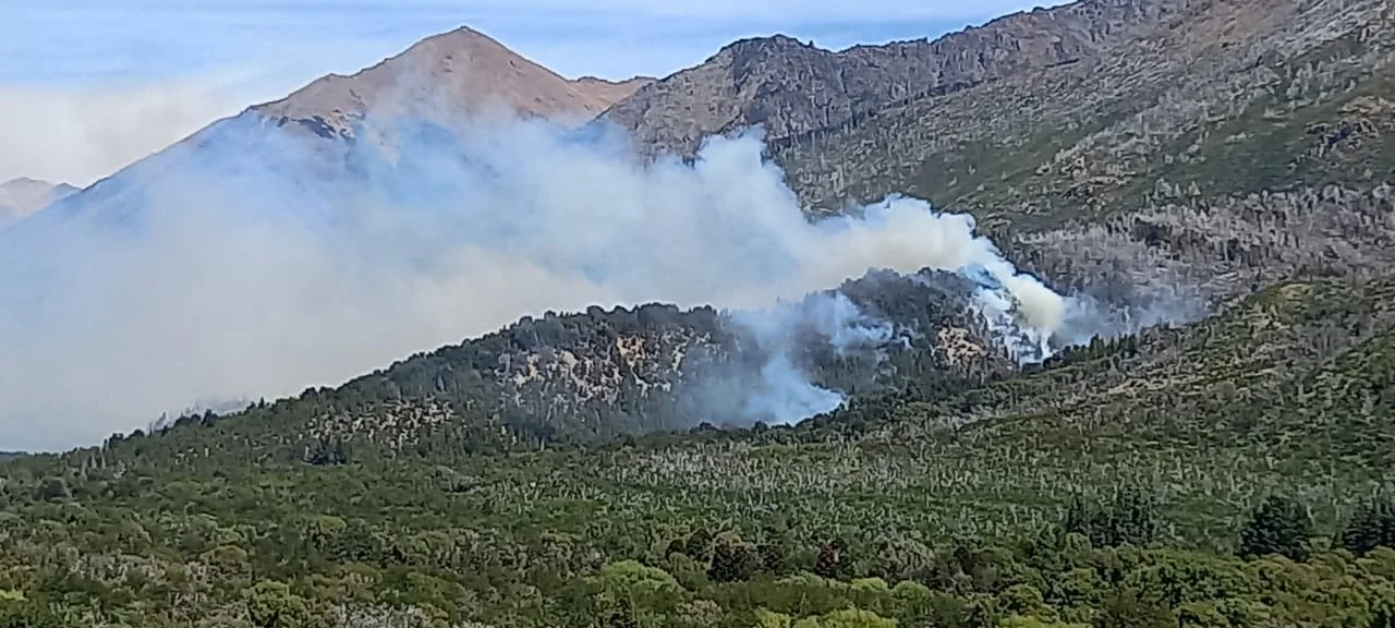 Imágenes del incendio en Los Alerces: fuego, humo y el intenso trabajo de brigadistas