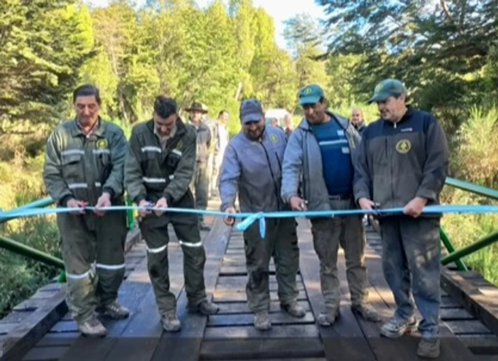 Reconstruyeron el puente del arroyo Cascada en el Parque Nacional Los Alerces